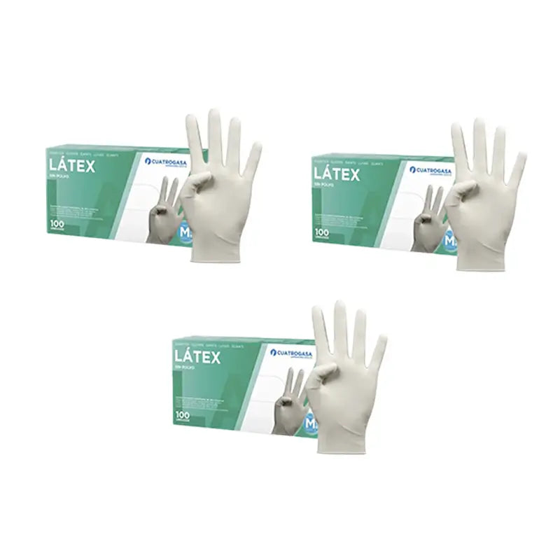 Cuatrogasa Gants sans poudre en latex blanc Taille M, 3X100 unités