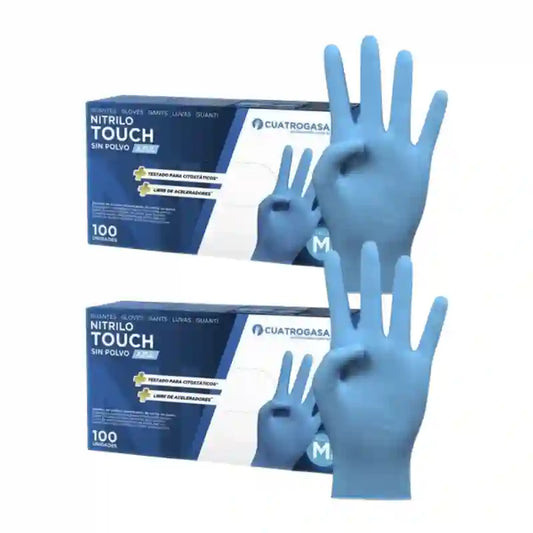 Cuatrogasa Nitrile Touch Powder Free Gloves Bleu Taille M, 2X100 unités