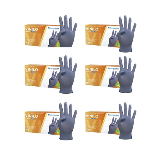 Cuatrogasa Gants en vinyle sans poudre Bleu Taille L, 6X100 unités