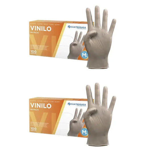 Cuatrogasa Gants sans poudre en vinyle transparent Taille M, 2X100 unités