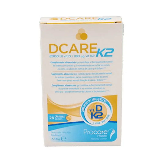 Dcare K2 2000 UI Vitamine D3, 28 perles