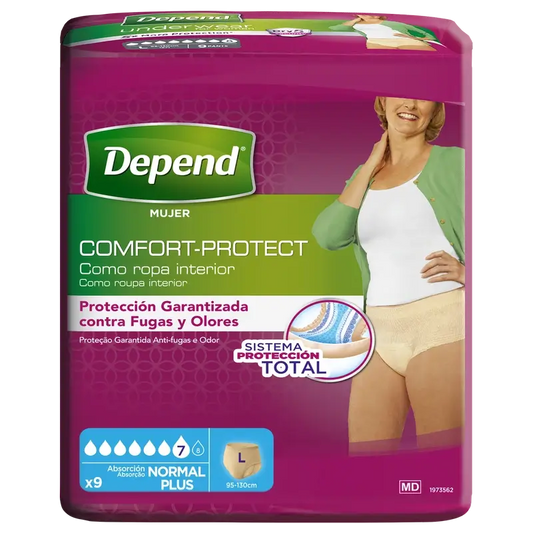 Depend Couche Adulte Normal L pour Femmes, 9 pcs.