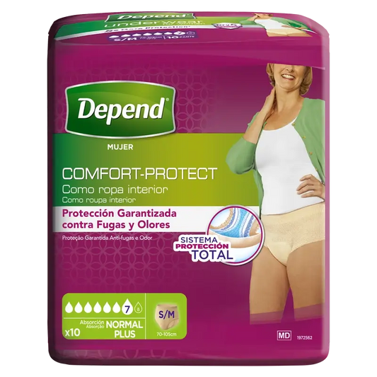 Depend Couche Adulte Normal S/M Femme, 10 pièces