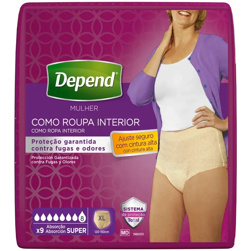 Depend Super Xl Couche Adulte pour Femmes, 9 pcs.
