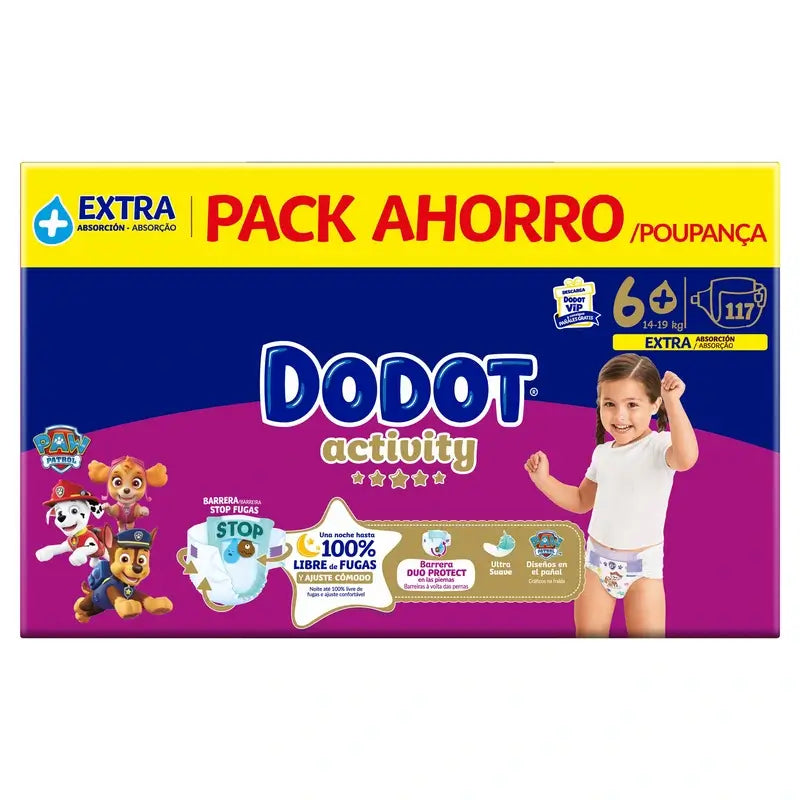 Dodot Activity Taille 6+, 14kg-19kg, 117 couches
