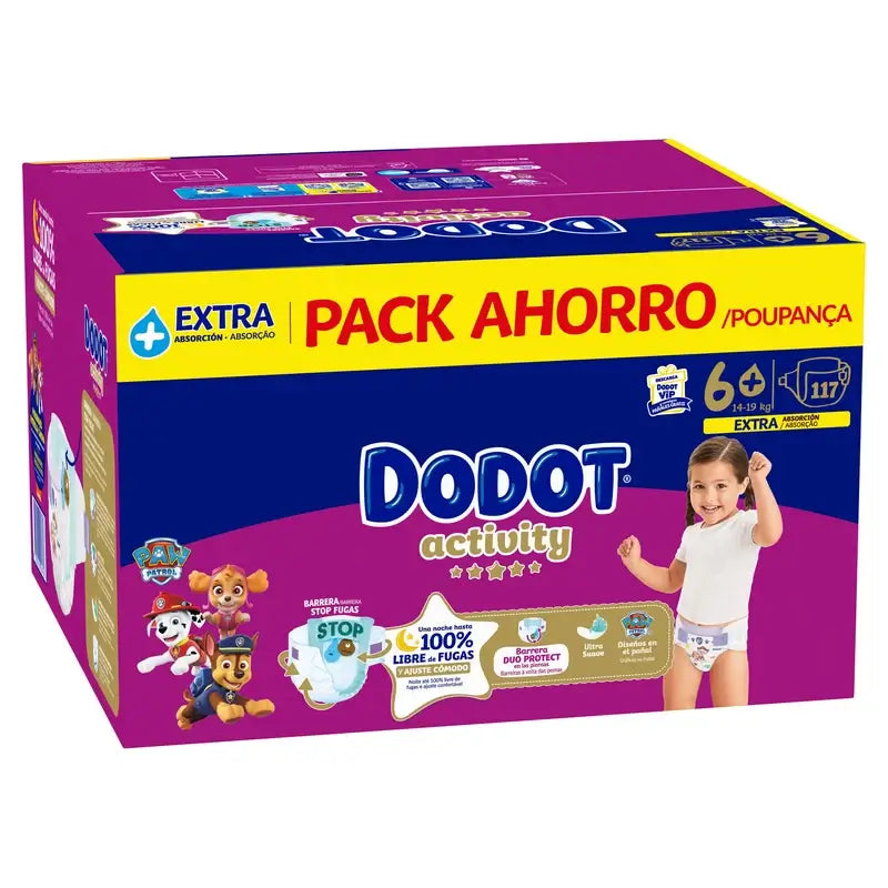 Dodot Activity Taille 6+, 14kg-19kg, 117 couches