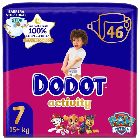 Dodot Activity Taille 7, 15kg+, 46 couches