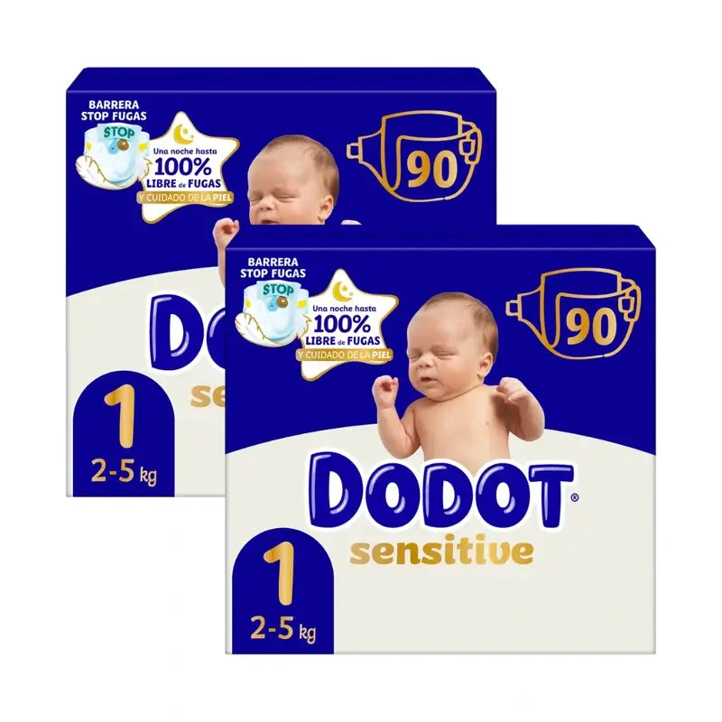 Dodot Sensitive Jumbo Sensitive Nappy Pack Taille 1, 2x90 unités