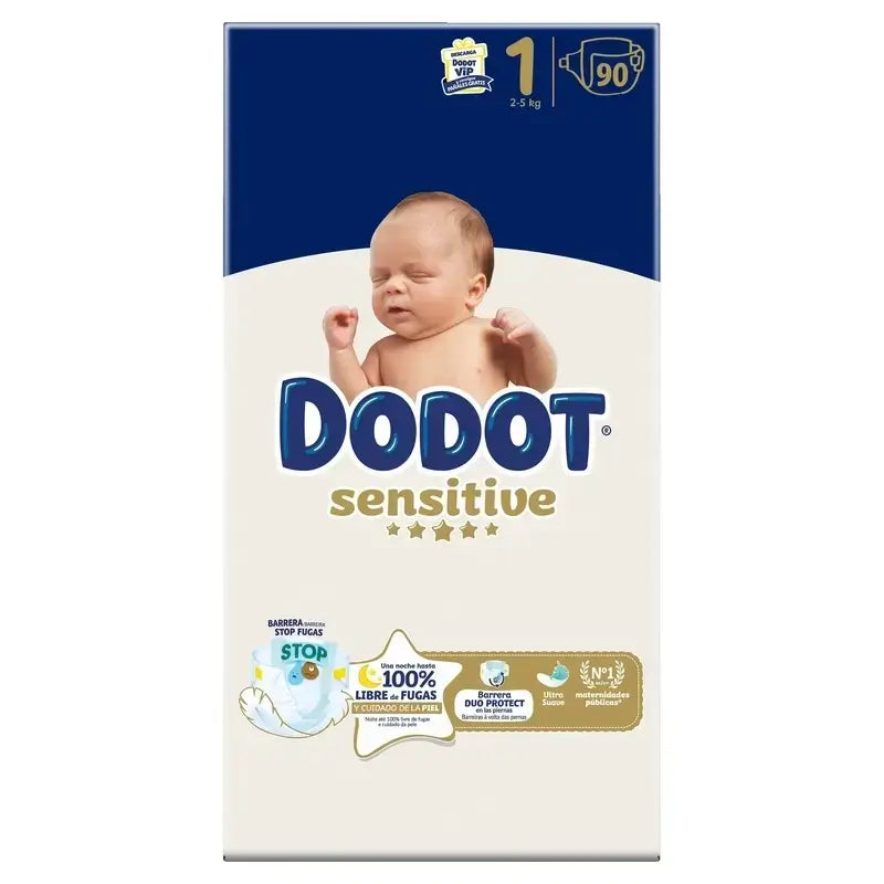 Dodot Sensitive Jumbo Sensitive Nappy Pack Size 1 , 3X90 Units