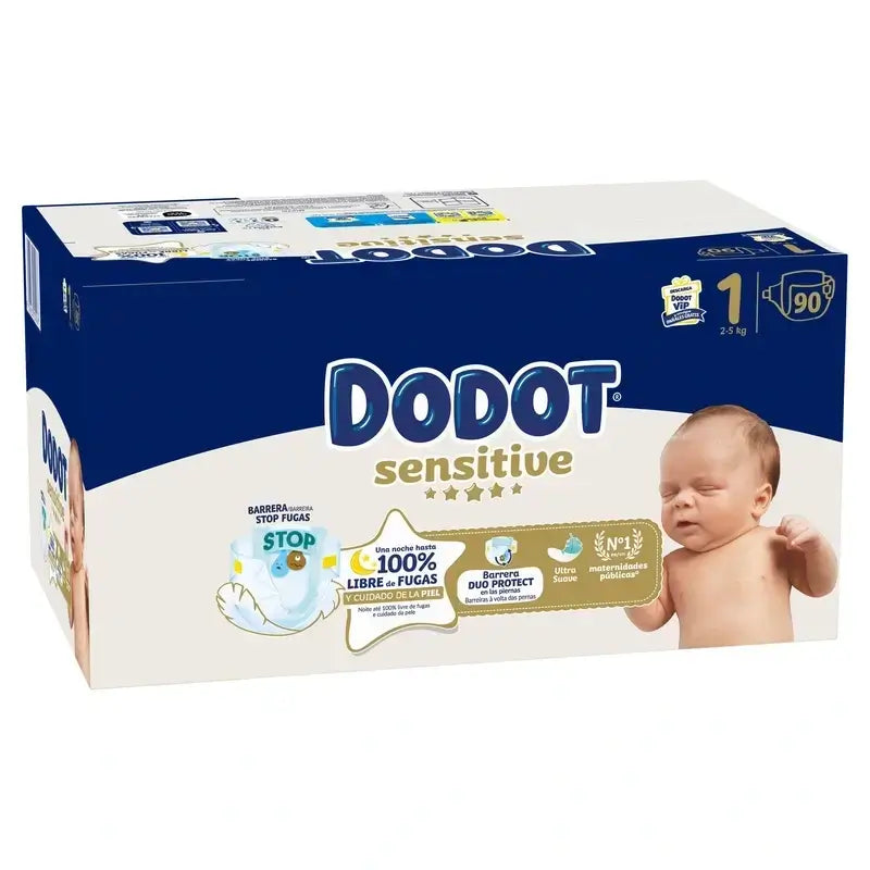 Dodot Sensitive Jumbo Sensitive Nappy Pack Size 1 , 3X90 Units
