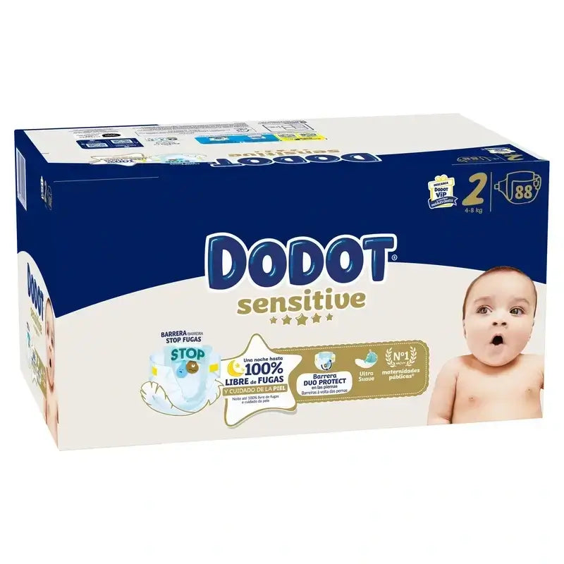 Dodot Sensitive Jumbo Sensitive Nappy Pack Size 2, 2x88 unités