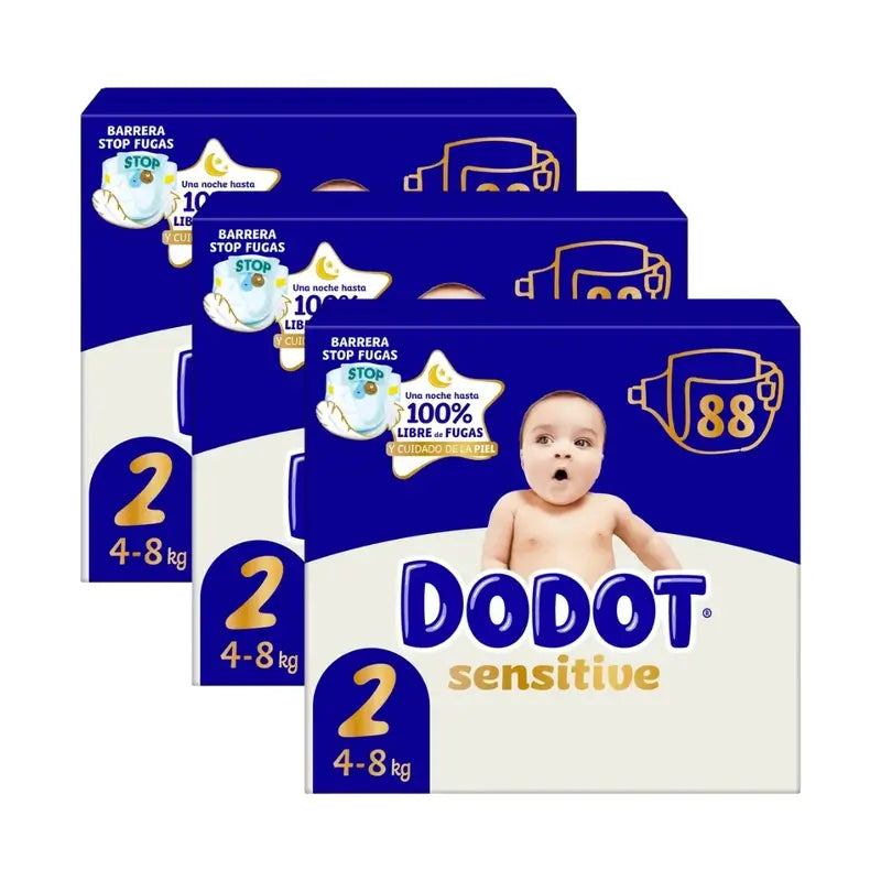 Dodot Sensitive Jumbo Sensitive Nappy Pack Size 2 , 3X88 Units