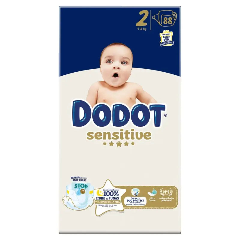 Dodot Sensitive Taille 2, 4kg-8kg, 88 couches