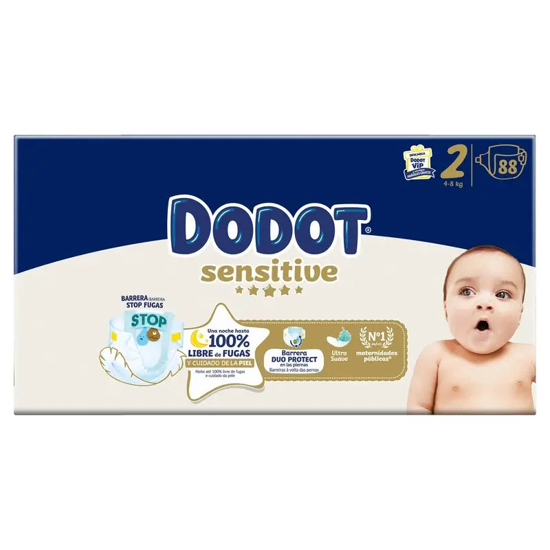 Dodot Sensitive Taille 2, 4kg-8kg, 88 couches