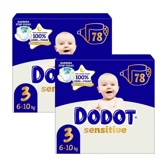Dodot Sensitive Jumbo Sensitive Nappy Pack Size 3, 2x78 unités