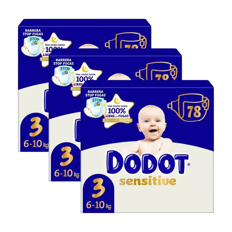 Dodot Sensitive Jumbo Sensitive Nappy Pack Size 3 , 3X78 Units