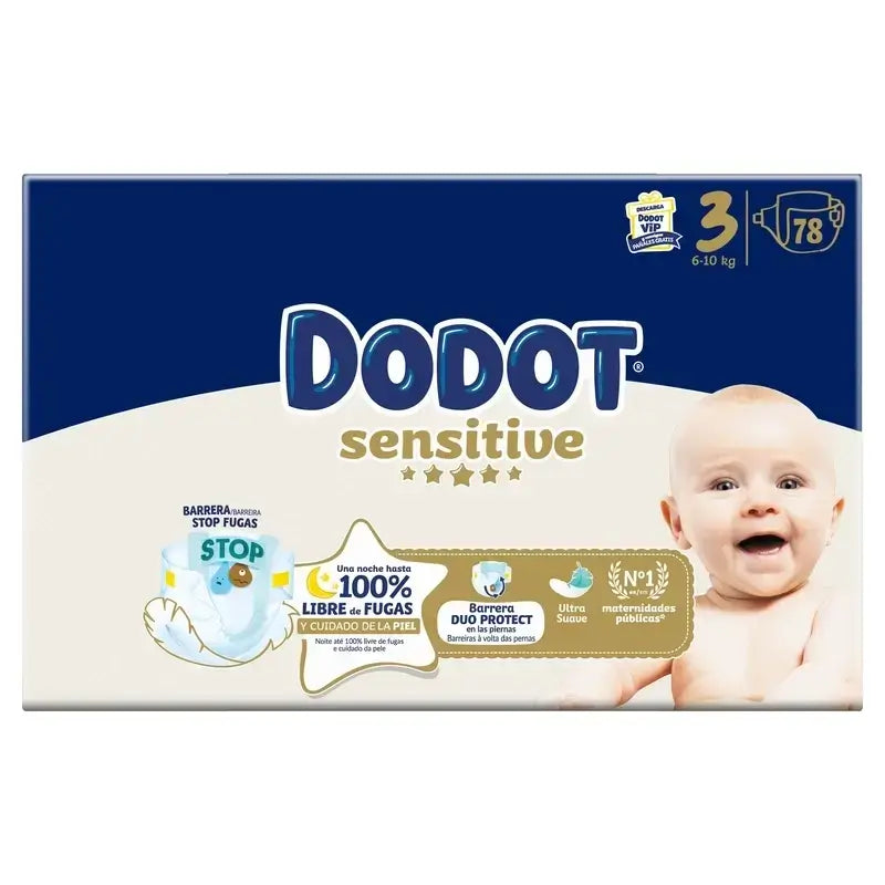 Dodot Sensitive Jumbo Sensitive Nappy Pack Size 3 , 3X78 Units