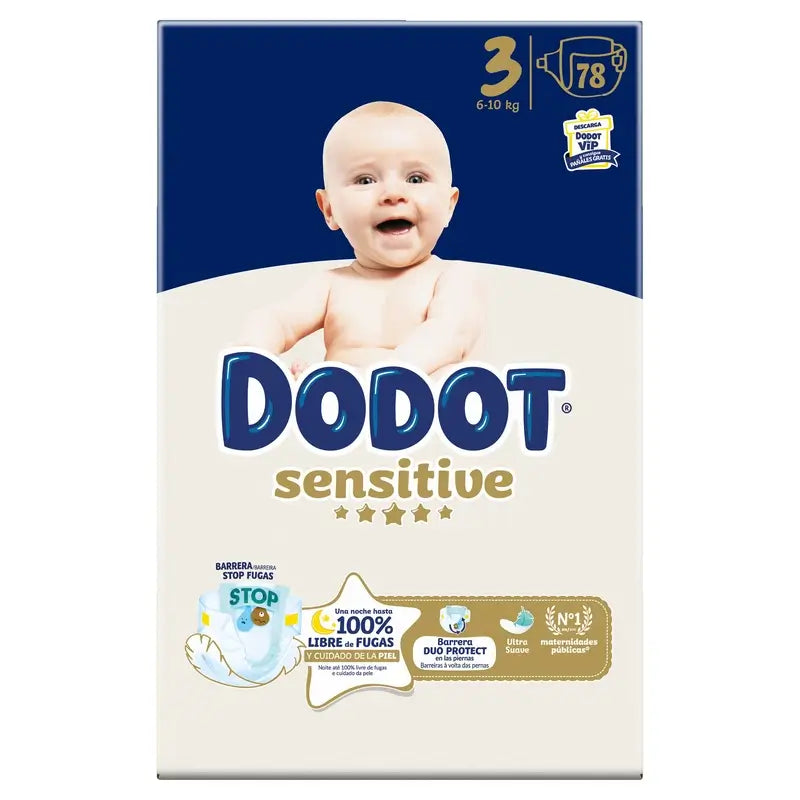 Dodot Sensitive Taille 3, 6kg-10kg, 78 couches