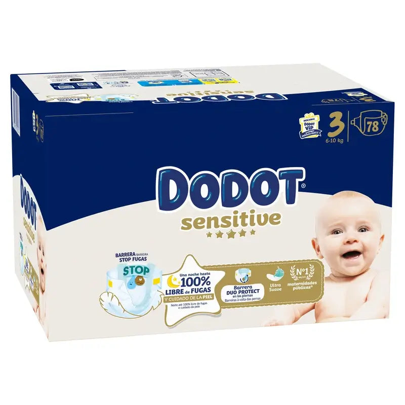 Dodot Sensitive Taille 3, 6kg-10kg, 78 couches
