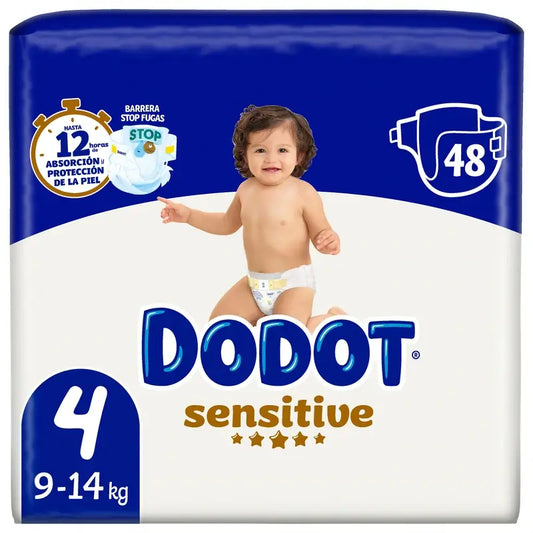 Dodot Sensitive Taille 4 (9-14 Kg), 48 couches
