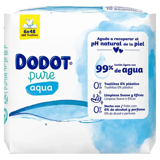 Dodot Dodot Aqua Boîte de lingettes sans plastique 6x48 (288 unités)