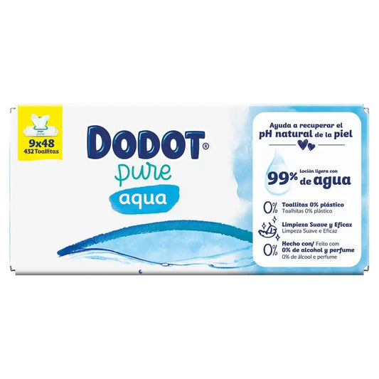 Dodot Pure Aqua Baby Wipes, 432 pièces