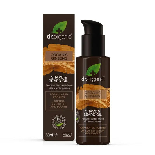 Huile à barbe et à raser Dr. Organic Organic Ginseng 50ml.