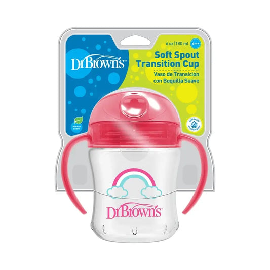 Dr. Brown's Rainbow Pink Soft Mouthpiece Transition Tumbler, 180 ml