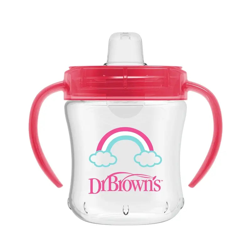 Dr. Brown's Rainbow Pink Soft Mouthpiece Transition Tumbler, 180 ml