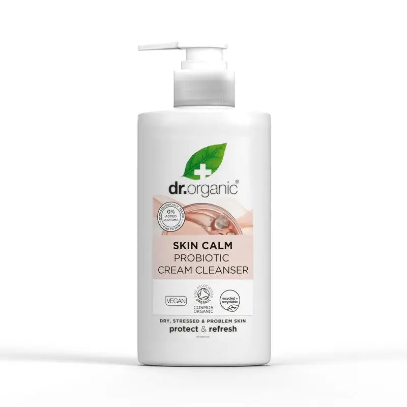 Crème nettoyante rééquilibrante probiotique Dr. Organic Skin Calm, 150 ml