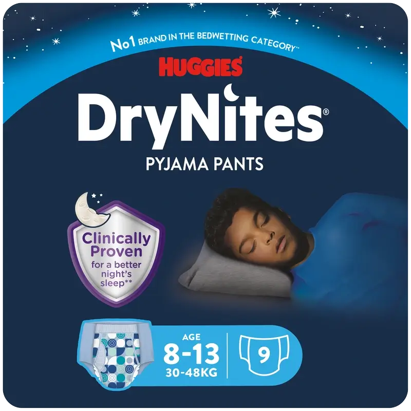Couches de nuit Drynites Taille 8-13 Garçons, 9 pièces