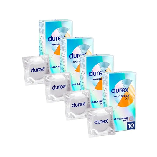 Durex Invisible Xl Ultra Thin, 10 préservatifs Xl, paquet de 4