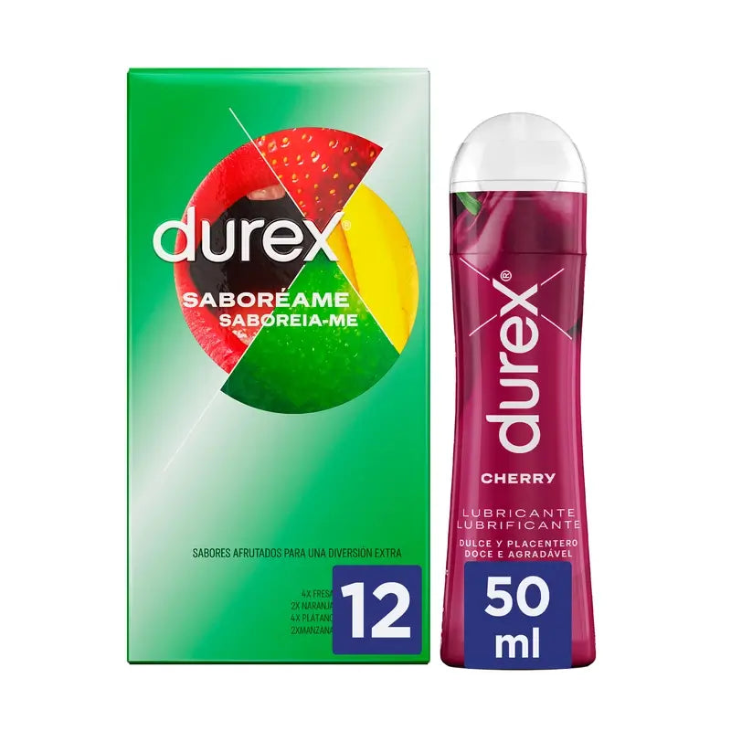 Durex Pack Saboreame 12 Préservatifs + Lubrifiant Cherry 50 ml