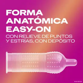 Préservatifs Durex Give Me Pleasure, avec points et vergetures pour une stimulation supplémentaire, 3 préservatifs