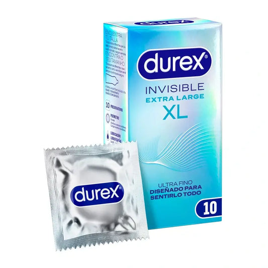 Durex Invisible XL Ultra Thin, 10 préservatifs taille XL