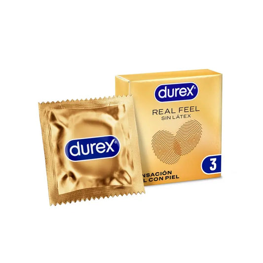 Préservatifs Durex Real Feel, sensation peau contre peau, sans latex, 3 préservatifs