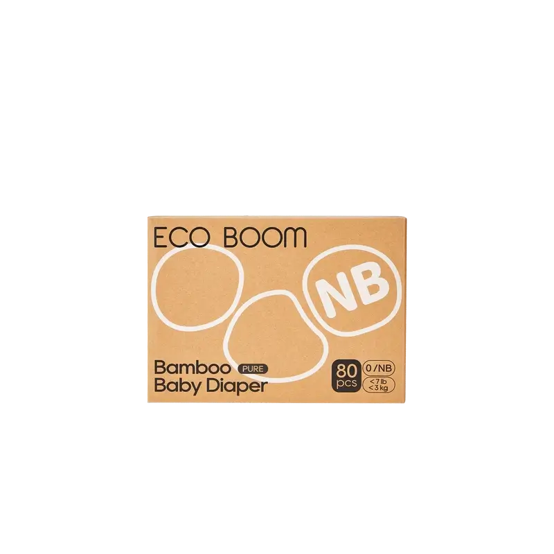 Couches ECO BOOM PURE 100% naturelles en bambou - Taille 0/NB (1-3 kg) - 80 pcs.