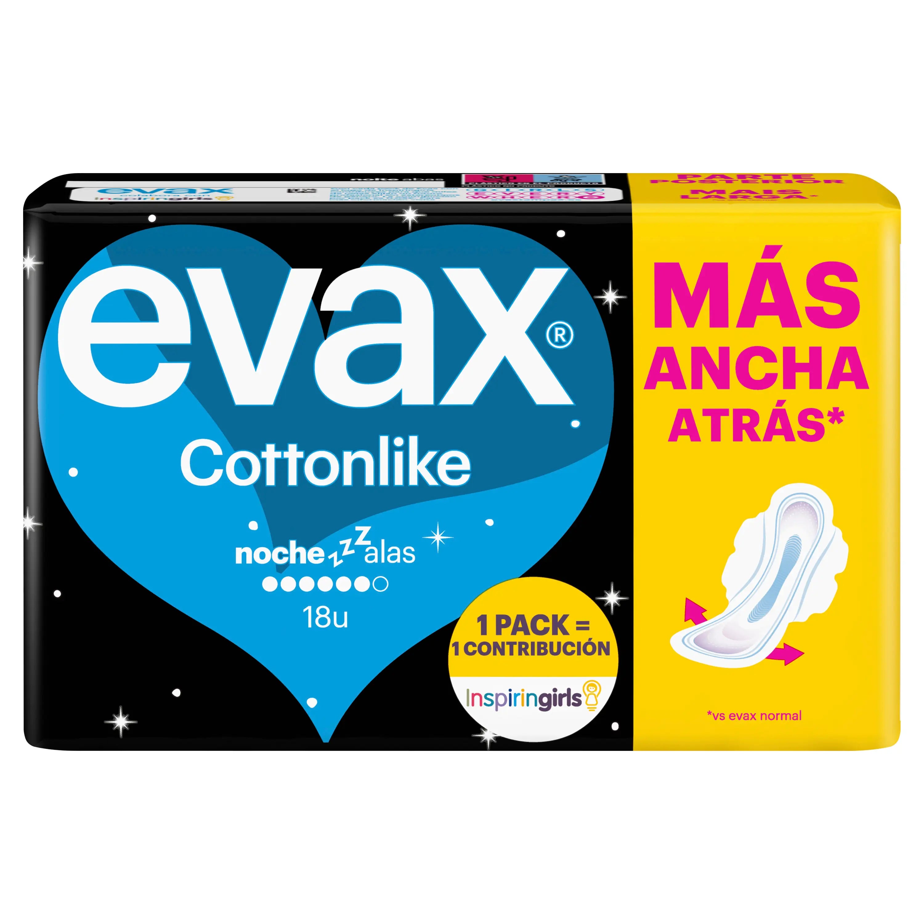 Serviettes de nuit en coton Evax avec ailettes, 18 unités