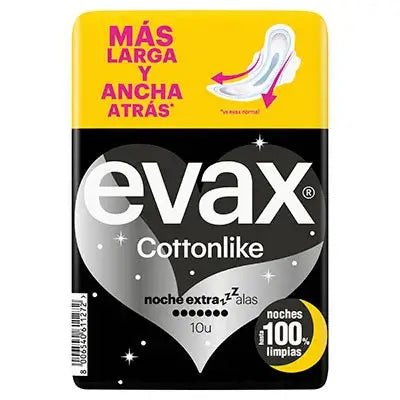 Evax Cottonlike Extra Night Pads With Wings, 10 unités