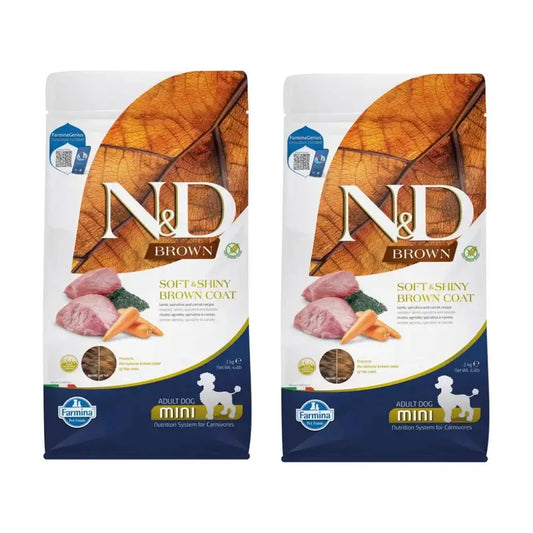 Farmina N&D Brown Dog Lamb Spirulina Mini 2Kg, Pack Of 2
