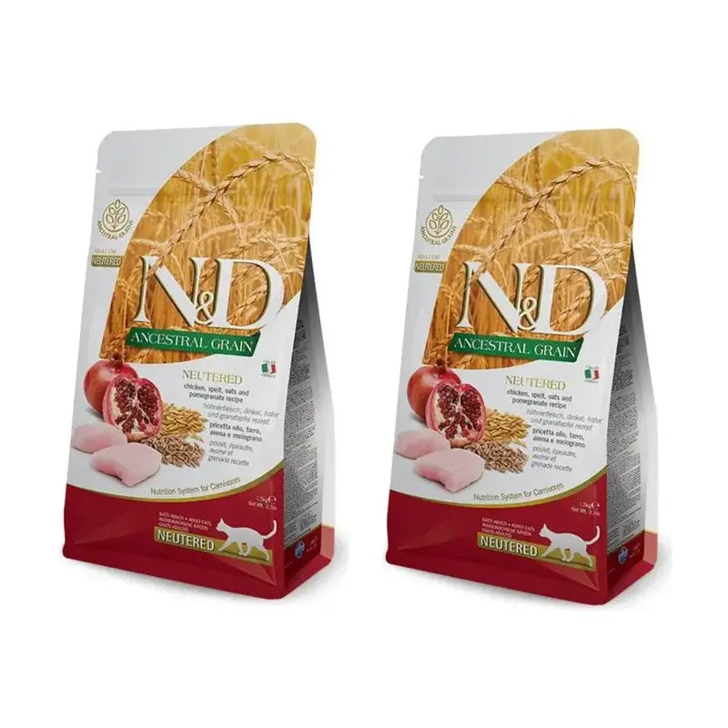 Farmina N&D Cat Ancestral Neutered Chicken 5Kg, nourriture pour chat, paquet de 2
