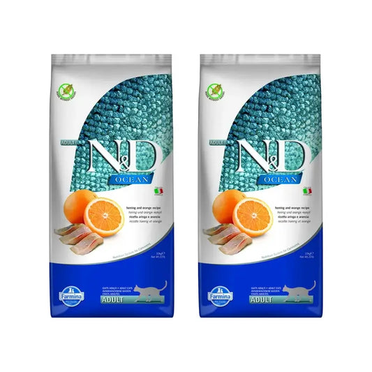 Farmina N&D Cat Ocean Herring 10Kg, nourriture pour chat, paquet de 2