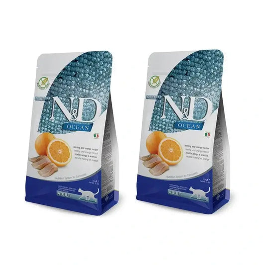 Farmina N&D Cat Ocean Herring 5Kg, nourriture pour chat, paquet de 2