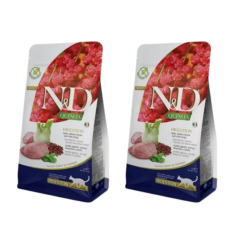 Farmina N&D Cat Quinoa Digestion Agneau Digestion 1,5Kg, nourriture pour chat, paquet de 2