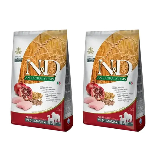 Farmina N&D Dog Ancestral Senior Medium Maxi 12Kg, croquettes pour chien, paquet de 2