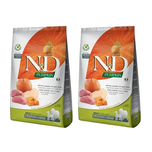 Farmina N&D Dog Calabaza Medium Maxi Jabali 12Kg, nourriture pour chien, paquet de 2