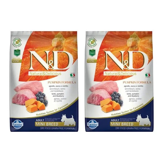 Farmina N&D Dog Pumpkin Mini Lamb 7Kg, nourriture pour chien, paquet de 2