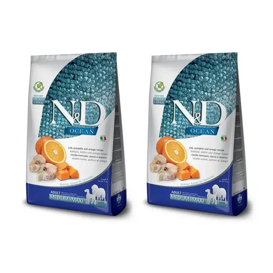 Farmina N&D Dog Ocean Ocean Pumpkin Medium Maxi Cod 12Kg, nourriture pour chien, paquet de 2