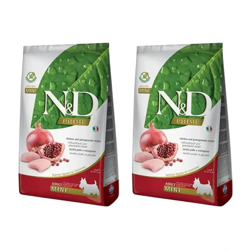 Farmina N&D Dog Prime Mini Chicken 2,5Kg, croquettes pour chien, paquet de 2