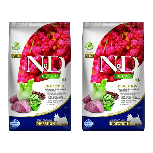 Farmina N&D Dog Quinoa Digestion Lamb Digestion Mini 2,5Kg, croquettes pour chien, paquet de 2